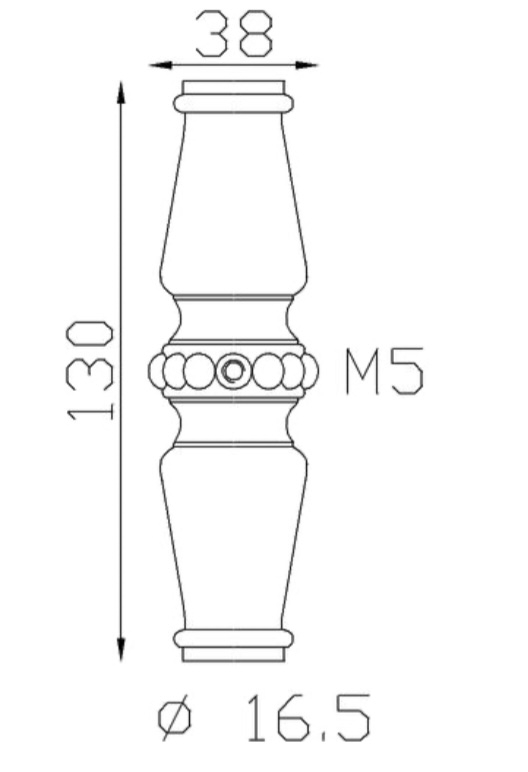 Garniture de barreaux en fonte. Compatible avec des barreaux de diamètre 16mm. Hauteur 130mm largeur 38mm. Cette bague sertie de sphères ornera vos barreaux de grilles de défense, portails, escaliers par exemple. Fixation par vis car taraudage M5 (vis fournie). Fourni brut, à peindre ou à vernir avec un produit adapté pour la protection contre la corrosion.