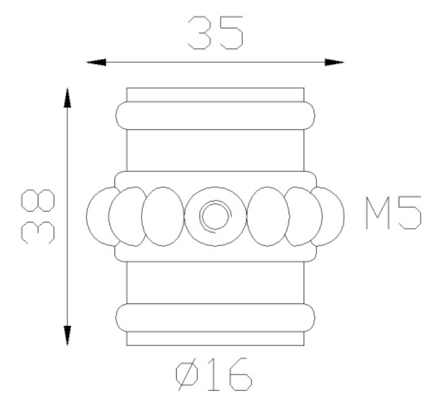 Garniture de barreaux en fonte. Compatible avec des barreaux de diamètre 16mm. Hauteur 40mm largeur 40mm. Cette bague sertie de sphères ornera vos barreaux de grilles de défense, portails, escaliers par exemple. Fixation par vis car taraudage M5 (vis fournie). Fourni brut, à peindre ou à vernir avec un produit adapté pour la protection contre la corrosion.