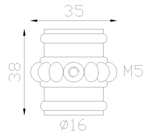 Garniture de barreaux. Compatible avec des barreaux de diamètre 16mm, grâce à son alésage de ø16,5mm. Hauteur 38mm largeur 35mm. Cette bague d'apparence sobre ornera vos barreaux de grilles de défense, portails, escaliers par exemple. Fixation facile par vissage (livrée avec sa vis). Fournie brut, à peindre ou à vernir avec un produit adapté pour la protection contre la corrosion.