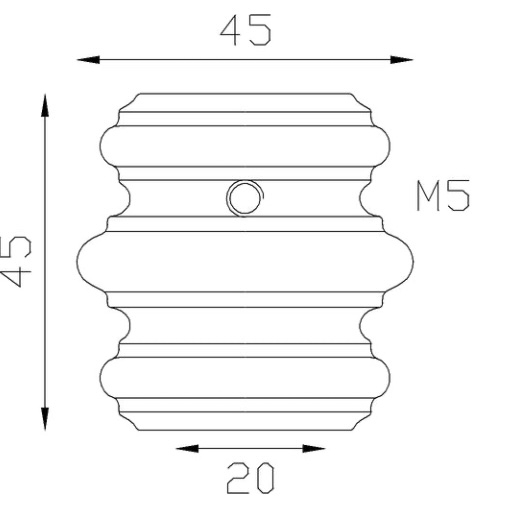 Garniture de barreaux carrés, en fonte. Compatible avec des barreaux de largeur 20mm. Hauteur 45mm largeur 45mm. Cette bague d'apparence sobre ornera vos barreaux de grilles de défense, portails, escaliers par exemple. Fixation facile, à visser avec vis taraudage M5. Fournie brut, à peindre ou à vernir avec un produit adapté pour la protection contre la corrosion.