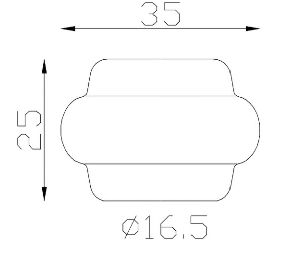 Garniture de barreaux, bague en fer forgé. Compatible avec des barreaux de diamètre 16mm, grâce à son taraude de ø16,5mm. Hauteur 25mm largeur 35mm. Cette bague d'apparence sobre ornera vos barreaux de grilles de défense, portails, escaliers par exemple. Fixation par soudure. Fourni brut, à peindre ou à vernir avec un produit adapté pour la protection contre la corrosion.