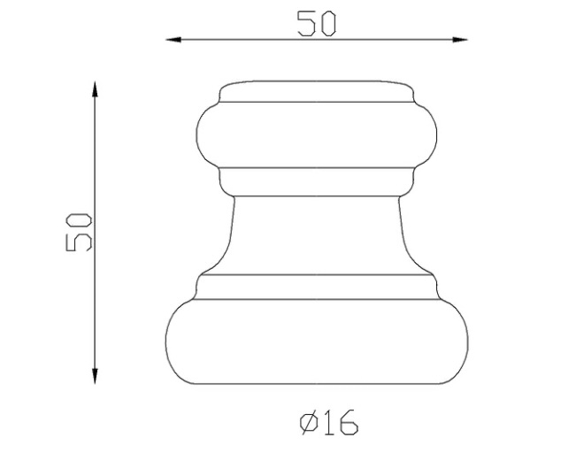 Demi garniture de barreaux ronds. Compatible avec des barreaux de diamètre 16mm. Hauteur 50mm largeur 50mm. Cette bague d'apparence sobre ornera vos barreaux de grilles de défense, portails, escaliers par exemple. Fixation par soudure. Fourni brut, à peindre ou à vernir avec un produit adapté pour la protection contre la corrosion. Produit galvanisable.