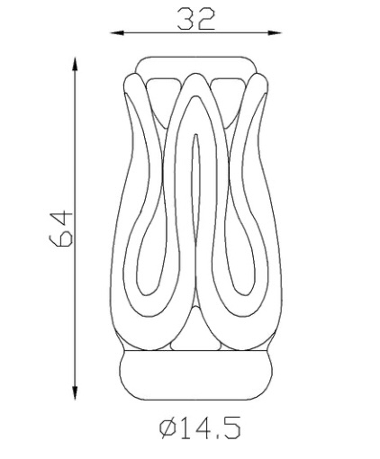 Garniture de barreaux sophistiquée, en fer forgé. Compatible avec des barreaux de diamètre 14mm, grâce à son alésage de ø14,5mm. Hauteur 64mm largeur 32mm. Cette bague aux motifs travaillés ornera vos barreaux de grilles de défense, portails, escaliers par exemple. Fixation par soudure. Fourni brut, à peindre ou à vernir avec un produit adapté pour la protection contre la corrosion. Produit galvanisable.