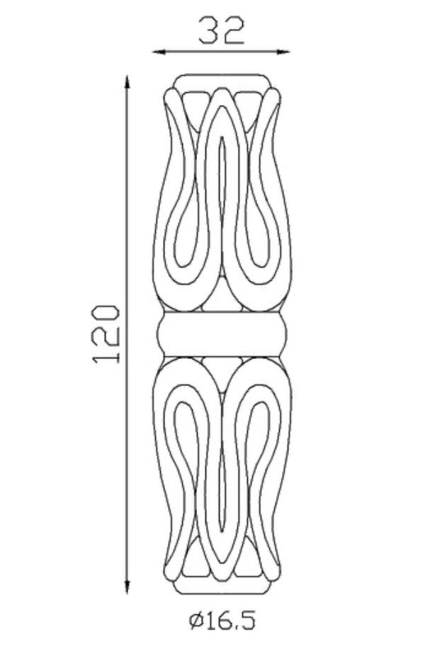 Garniture de barreaux en fer forgé. Compatible avec des barreaux de diamètre 16mm, grâce à son alésage de ø16,5mm. Hauteur 120mm largeur 32mm. Cette bague aux motifs travaillés ornera vos barreaux de grilles de défense, portails, escaliers par exemple. Fixation par soudure. Fournie brut, à peindre ou à vernir avec un produit adapté pour la protection contre la corrosion.