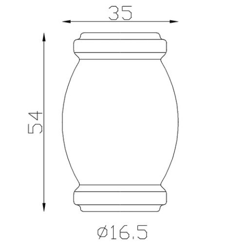 Garniture de barreaux en fer forgé. Compatible avec des barreaux de diamètre 16mm, grâce à son alésage de ø16,5mm. Hauteur 54mm largeur 35mm. Cette bague d'apparence sobre ornera vos barreaux de grilles de défense, portails, escaliers par exemple. Fixation par soudure. Fournie brut, à peindre ou à vernir avec un produit adapté pour la protection contre la corrosion.