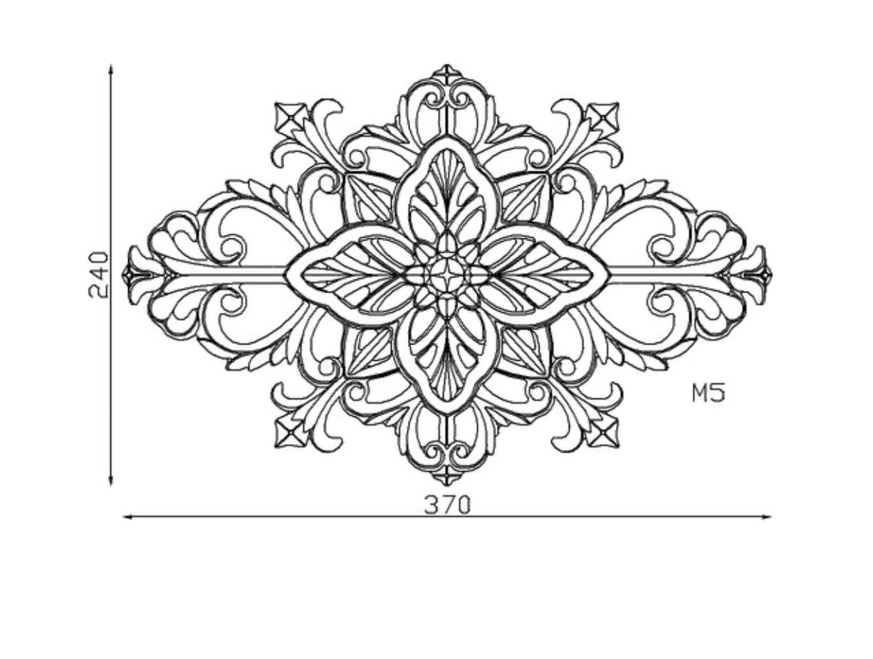 Palmette en fonte zinguée avec motif floral. Hauteur 240mm Longueur 370mm. Utilisation pour ornement de votre portail ou portillon, par exemple. Fixation par vissage avec deux vis en M5, soit  Ø4,2mm. Fournie brute, à peindre ou à vernir. La fonte est reconnue pour sa solidité et sa durabilité. Le processus de zingage augmente la résistance à la corrosion.