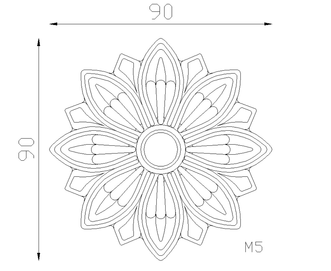 Rosace en fonte zinguée avec détails de fleurs. Diamètre de 90mm. Utilisation pour ornement de votre portail ou portillon. Fixation par vissage avec vis en M5, soit  Ø4,2mm, grâce à son taraudage M6. Fournie brute, à peindre ou à vernir. La fonte est reconnue pour sa solidité, sa durabilité et le zingage augmente la résistance à la corrosion.