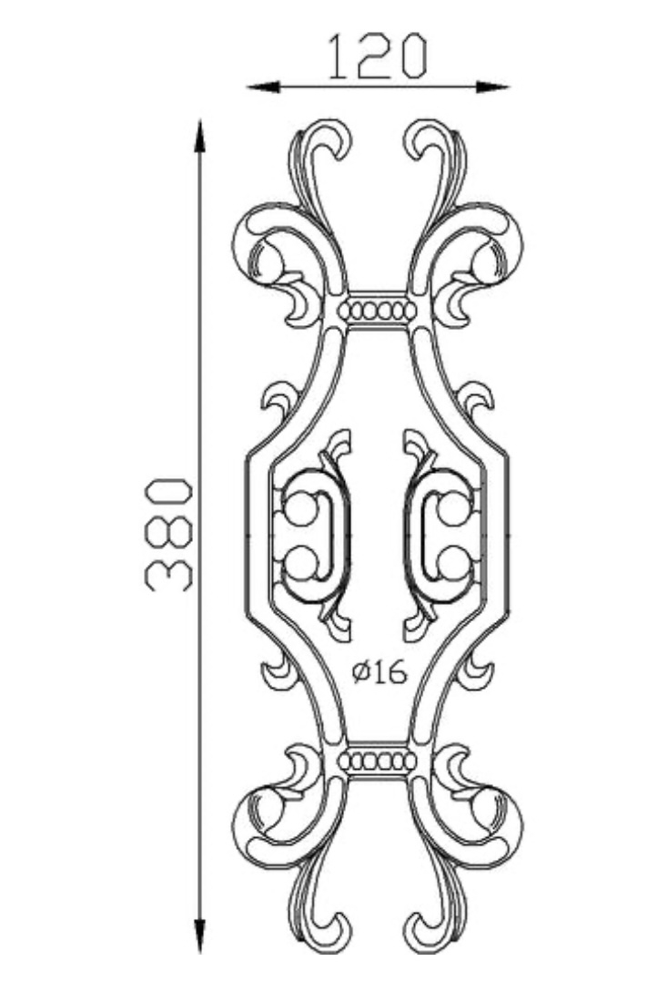 Frise en fonte double face. Hauteur 380mm et Largeur 120mm. Cet élément décoratif peut être présenté à l'horizontale ou à la verticale, son utilisation est multiple: balcon, terrasse, fenêtre, balustrade... Il apportera un certain cachet et du charme. Fourni brute, à peindre ou à vernir. La fonte est reconnue pour sa solidité, sa durabilité et sa résistance à la corrosion.