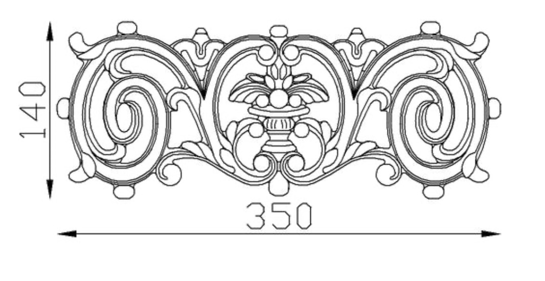 Frise en fonte pour garde corps double face. Hauteur 140mm et Largeur 350mm. Ce panneau décoratif peut être présenté à l'horizontale, son utilisation est multiple: balcon, terrasse, fenêtre, balustrade... Il apportera un certain cachet et du charme. Fourni brute, à peindre ou à vernir. La fonte est reconnue pour sa solidité, sa durabilité et sa résistance à la corrosion.