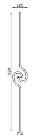 Barreau lisse avec motif vague au centre, en fer forgé. Hauteur 990mm Largeur 130mm rond lisse plein de diamètre 12mm. Fixation par soudure. Fourni brut, à peindre ou à vernir pour protéger de la corrosion. Au delà de son rôle sécuritaire, il peut être un élément décoratif dans plusieurs réalisations en fer forgé tel que du mobiliers, divers objets décoratifs, des grilles de défense, des rampes d'escaliers, des portails, des kiosques, des gardes corps.