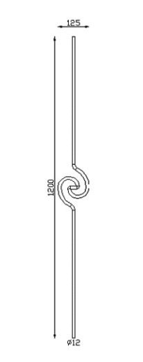 Barreau lisse avec motif vague au centre, en fer forgé. Hauteur 1200mm Largeur 130mm rond lisse plein de diamètre 12mm. Fixation par soudure. Fourni brut, à peindre ou à vernir pour protéger de la corrosion. Au delà de son rôle sécuritaire, il peut être un élément décoratif dans plusieurs réalisations en fer forgé tel que du mobiliers, divers objets décoratifs, des grilles de défense, des rampes d'escaliers, des portails, des kiosques, des gardes corps.