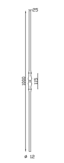 Barreau avec décor olive central, en fer forgé. Hauteur 1000mm Largeur 25mm rond lisse plein de diamètre 12mm. Fixation par soudure. Fourni brut, à peindre ou à vernir pour protéger de la corrosion. Au delà de son rôle sécuritaire, il peut être un élément décoratif dans plusieurs réalisations en fer forgé tel que du mobiliers, divers objets décoratifs, des grilles de défense, des rampes d'escaliers, des portails, des kiosques, des gardes corps.