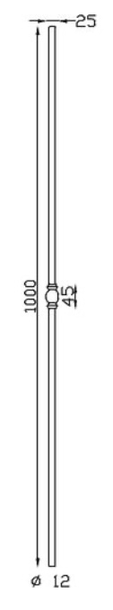 Barreau en fer forgé à facettes avec bague au centre. Diamètre de 12mm et hauteur de 1000mm Largeur du motif 25mm Hauteur du motif 45mm. Attention, ce barreau est affiné : au centre diamètre 12mm mais aux extrémités diamètre 10mm. Fixation par soudure. Utilisation en intérieur ou en extérieur pour toutes sortes de fabrication en fer forgé comme un garde corps, un portail, une rampe d'escalier, une grille de défense, par exemple... Fourni brut grenaillé, à peindre ou à vernir pour le protéger contre la corrosion.