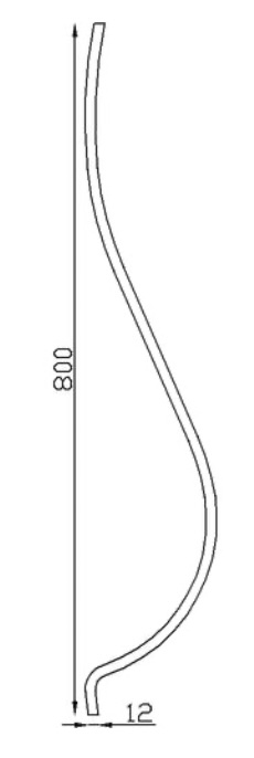 Barreau en fer forgé cintré en carré de 12mm, en fer forgé. Hauteur 800mm Galbe de 200mm. Fixation par soudure. Il trouvera son utilité dans la fabrication d'un garde corps de terrasse ou de balcon ou même une clôture en apportant de la sécurité. Fourni brut, à peindre ou à vernir. Le détail de la torsade apportera de l'élégance à votre fabrication.