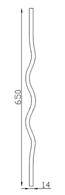 Barreau en fer forgé avec vagues en carré de 14x14mm, en fer forgé. Hauteur 650mm. Fixation par soudure. Il trouvera son utilité dans la fabrication d'un garde corps de terrasse ou de balcon ou même une clôture en apportant de la sécurité. Fourni brut, à peindre ou à vernir. Le détail de la torsade apportera de l'élégance à votre fabrication.