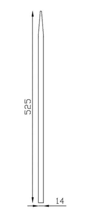 Barreau appointé forgé à chaud pour clôture. Hauteur 525mm section carré lisse plein de 14x14mm Pointe de 65 mm. Différentes hauteurs au choix. Fixation par soudure. Fourni brut, à peindre ou à vernir pour protéger de la corrosion. Au delà de son rôle sécuritaire, il peut être un élément décoratif dans plusieurs réalisations en fer forgé tel que du mobiliers, divers objets décoratifs, des grilles de défense, des rampes d'escaliers, des portails, des kiosques, des gardes corps.