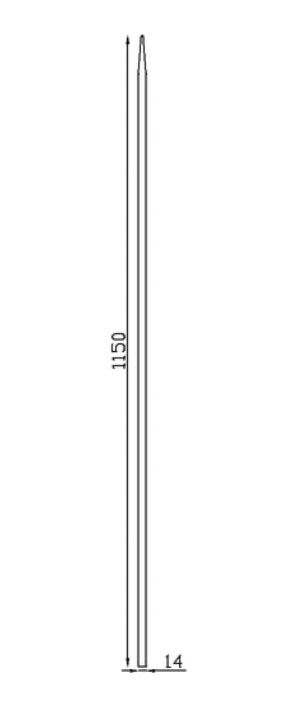 Barreau appointé forgé à chaud pour clôture. Hauteur 1150mm section carré lisse plein de 14x14mm Pointe de 65 mm. Différentes hauteurs au choix. Fixation par soudure. Fourni brut, à peindre ou à vernir pour protéger de la corrosion. Au delà de son rôle sécuritaire, il peut être un élément décoratif dans plusieurs réalisations en fer forgé tel que du mobiliers, divers objets décoratifs, des grilles de défense, des rampes d'escaliers, des portails, des kiosques, des gardes corps.