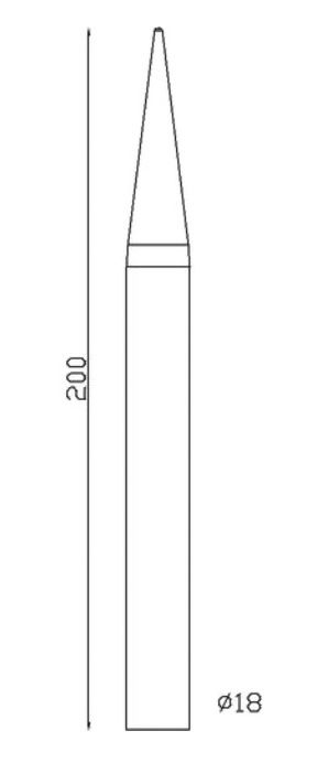 Barreau appointé forgé à chaud pour clôture. Hauteur 200mm section rond lisse plein diamètre Ø18mm. Différentes hauteurs au choix. Fixation par soudure. Fourni brut, à peindre ou à vernir pour protéger de la corrosion. Au delà de son rôle sécuritaire, il peut être un élément décoratif dans plusieurs réalisations en fer forgé tel que du mobiliers, divers objets décoratifs, des grilles de défense, des rampes d'escaliers, des portails, des kiosques, des gardes corps.