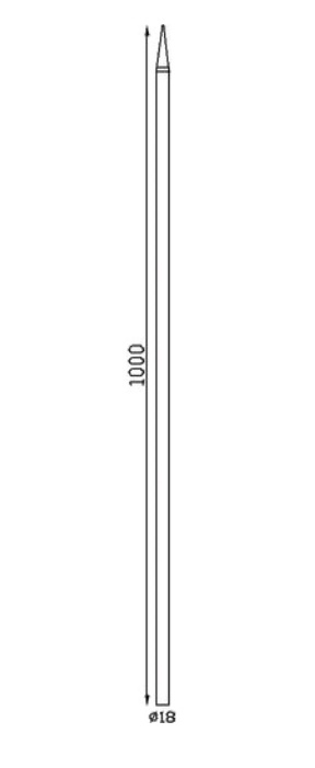 Barreau appointé forgé à chaud pour clôture. Hauteur 1000mm section rond lisse plein diamètre Ø18mm. Différentes hauteurs au choix. Fixation par soudure. Fourni brut, à peindre ou à vernir pour protéger de la corrosion. Au delà de son rôle sécuritaire, il peut être un élément décoratif dans plusieurs réalisations en fer forgé tel que du mobiliers, divers objets décoratifs, des grilles de défense, des rampes d'escaliers, des portails, des kiosques, des gardes corps.