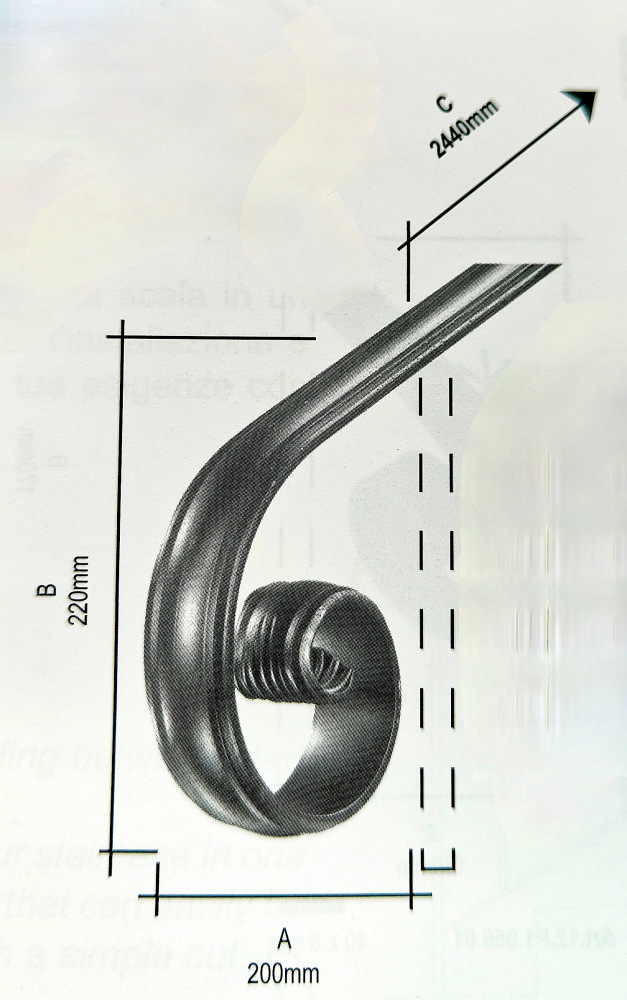 Départ ou arrivée de main courante avec extrémité effilée, en fer forgé. Hauteur 180mm Longueur 400mm largeur 50mm et épaisseur 14mm. Element de finition idéal pour votre rampe d'escalier ou votre garde corps, par exemple, avec une utilisation aussi bien en intérieur qu'en extérieur. Fixation pour soudure. Fournie brut, à peindre ou à vernir avec un produit adapté contre la corrosion. Compatible avec la main courante de référence 180173.