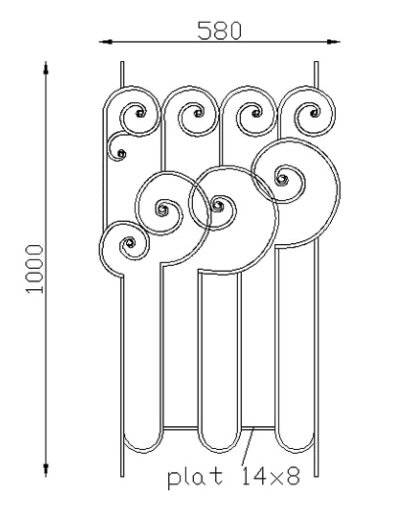 Panneau design géométrique voluptueux, en acier lisse. Hauteur 1000mm et Largeur 580mm avec profilé en fer plat de 14x8mm. Ce panneau décoratif peut être présenté à l'horizontale ou à la verticale, son utilisation est multiple: balcon, terrasse, fenêtre, balustrade... Fixation par soudure. Fourni brute, à peindre ou à vernir pour le protéger de la corrosion. Utilisation intérieure ou extérieure. Peut être associé avec le départ de panneau 15730.