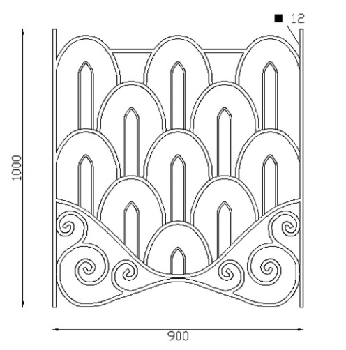 Panneau design art déco, en acier lisse. Hauteur 1000mm et Largeur 900mm avec profilé en carré de 12mm. Ce panneau décoratif peut être présenté à l'horizontale ou à la verticale, son utilisation est multiple: balcon, terrasse, fenêtre, balustrade... Fixation par soudure. Fourni brute, à peindre ou à vernir pour le protéger de la corrosion. Utilisation intérieure ou extérieure. Peut être associé à un garde corps à barreaux simples.