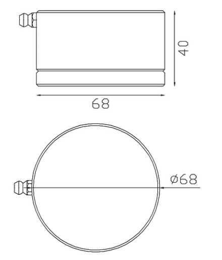 Pivot bas à bille pour portail. Diamètre 68mm hauteur 40mm. Articulé sur roulement à billes conique avec graisseur incorporé. Conseil d'installation: à souder sur une platine pour scellement au sol et à souder sur le portail. Charge 650kg.