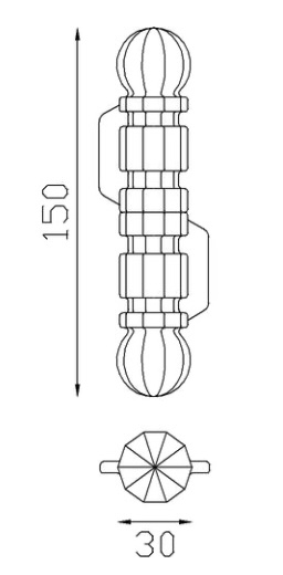 Gond paumelle style ancien motif à facettes, fer forgé, tige acier et bague en laiton. Hauteur 150mm Diamètre globale 30mm Diamètre de la tige 16mm. Fixation par soudure 