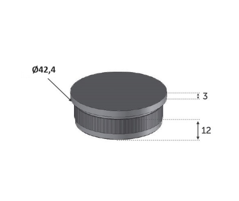 Finition plate pour un tube d'un diamètre de 42.4mm et d'une épaisseur de 2mm. En inox 316.