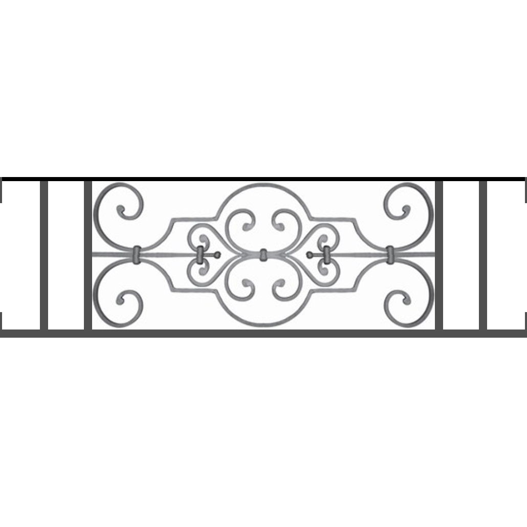 Appui de fenêtre type AF004 à visser dans votre tableau de fenêtre. Longueur finie de 1030mm et Hauteur finie de 314mm. Convient pour les tableaux de fenêtre de 1030mm. Main courante laminée de 1030mm de long en fer forgé sur le dessus. Motif au centre de 670mm de long par 290mm de haut. Le reste de la structure est en tube acier carré de 16mm de section.