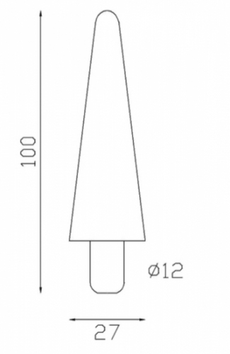 Pointe de lance cône en fer forgé é. Hauteur 100mm largeur 27mm avec une base en tige d'un diamètre de 12mm qui permet d'être insérée dans un tube creux. Elément décoratif idéal pour votre portail ou clôture, par exemple. Fixation par soudure. Fournie brut, à peindre ou à vernir avec un produit adapté qui protège contre la corrosion, produit galvanisable.