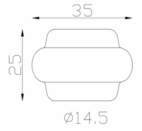 Garniture de barreaux, bague. Compatible avec des barreaux de diamètre 14mm, grâce à son taraude de ø14,5mm. Hauteur 25mm largeur 35mm. Cette bague d'apparence sobre ornera vos barreaux de grilles de défense, portails, escaliers par exemple. Fixation par soudure. Fourni brut, à peindre ou à vernir avec un produit adapté pour la protection contre la corrosion.