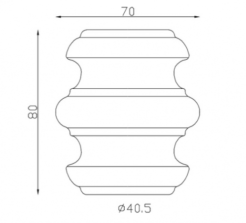 Garniture de barreaux en fer forgé. Compatible avec des barreaux de diamètre 40mm, grâce à son taraude de ø40,5mm. Hauteur80mm largeur 70mm. Cette bague d'apparence sobre ornera vos barreaux de grilles de défense, portails, escaliers par exemple. Fixation par soudure. Fourni brut, à peindre ou à vernir avec un produit adapté pour la protection contre la corrosion.