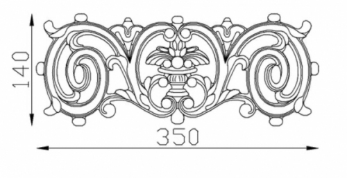 Frise en fonte pour garde corps double face. Hauteur 140mm et Largeur 350mm. Ce panneau décoratif peut être présenté à l'horizontale, son utilisation est multiple: balcon, terrasse, fenêtre, balustrade... Il apportera un certain cachet et du charme. Fourni brute, à peindre ou à vernir. La fonte est reconnue pour sa solidité, sa durabilité et sa résistance à la corrosion.