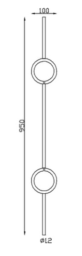 Barreau lisse avec motif double cercle, en fer forgé. Hauteur 950mm Largeur 100mm  rond lisse plein de diamètre 12mm. Fixation par soudure. Fourni brut, à peindre ou à vernir pour protéger de la corrosion. Au delà de son rôle sécuritaire, il peut être un élément décoratif dans plusieurs réalisations en fer forgé tel que du mobiliers, divers objets décoratifs, des grilles de défense, des rampes d'escaliers, des portails, des kiosques, des gardes corps.