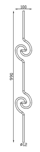 Barreau lisse avec motif double vague, en fer forgé. Hauteur 990mm Largeur 130mm rond lisse plein de diamètre 12mm. Fixation par soudure. Fourni brut, à peindre ou à vernir pour protéger de la corrosion. Au delà de son rôle sécuritaire, il peut être un élément décoratif dans plusieurs réalisations en fer forgé tel que du mobiliers, divers objets décoratifs, des grilles de défense, des rampes d'escaliers, des portails, des kiosques, des gardes corps.