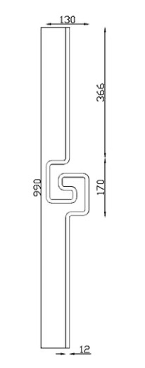 Barreau lisse avec motif Tetris au centre, en fer forgé. Hauteur 990mm Largeur 130mm carré lisse plein de 12x12mm. Fixation par soudure. Fourni brut, à peindre ou à vernir pour protéger de la corrosion. Au delà de son rôle sécuritaire, il peut être un élément décoratif dans plusieurs réalisations en fer forgé tel que du mobiliers, divers objets décoratifs, des grilles de défense, des rampes d'escaliers, des portails, des kiosques, des gardes corps.