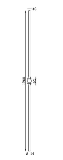 Barreau en fer forgé à facettes avec bague au centre. Diamètre de 14mm et hauteur de 1200mm Largeur du motif 40mm Hauteur du motif 65mm. Attention, ce barreau est affiné : au centre diamètre 12mm mais aux extrémités diamètre 10mm. Fixation par soudure. Utilisation en intérieur ou en extérieur pour toutes sortes de fabrication en fer forgé comme un garde corps, un portail, une rampe d'escalier, une grille de défense, par exemple... Fourni brut grenaillé, à peindre ou à vernir pour le protéger contre la corrosion.