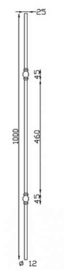 Barreau en fer forgé à facettes avec double motif bague. Diamètre de 12mm et hauteur de 1000mm Largeur du motif 25mm Hauteur du motif 45mm. Attention, ce barreau est affiné : au centre diamètre 12mm mais aux extrémités diamètre 10mm. Fixation par soudure. Utilisation en intérieur ou en extérieur pour toutes sortes de fabrication en fer forgé comme un garde corps, un portail, une rampe d'escalier, une grille de défense, par exemple... Fourni brut grenaillé, à peindre ou à vernir pour le protéger contre la corrosion.