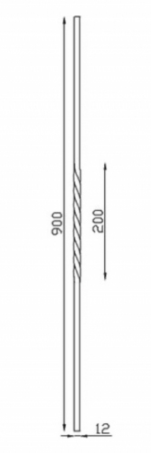 Barreau semi torsadé, en fer forgé. Hauteur 900mm carré lisse de 12x12mm, hauteur de la torsade centrale 230mm. Fixation par soudure. Fourni brut, à peindre ou à vernir pour protéger de la corrosion. Au delà de son rôle sécuritaire, il peut être un élément décoratif dans plusieurs réalisations en fer forgé tel que du mobiliers, divers objets décoratifs, des grilles de défense, des rampes d'escaliers, des kiosques, des gardes corps.