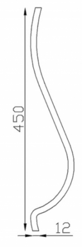 Barreau en fer forgé cintré en carré de 12mm, en fer forgé. Hauteur 450mm. Fixation par soudure. Il trouvera son utilité dans la fabrication d'un garde corps de terrasse ou de balcon ou même une clôture en apportant de la sécurité. Fourni brut, à peindre ou à vernir. Le détail de la torsade apportera de l'élégance à votre fabrication.