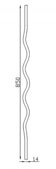 Barreau en fer forgé avec vagues en carré de 14x14mm, en fer forgé. Hauteur 850mm. Fixation par soudure. Il trouvera son utilité dans la fabrication d'un garde corps de terrasse ou de balcon ou même une clôture en apportant de la sécurité. Fourni brut, à peindre ou à vernir. Le détail de la torsade apportera de l'élégance à votre fabrication.
