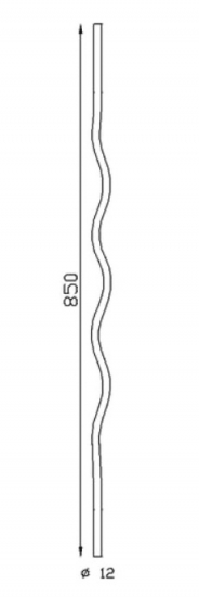 Barreau en fer forgé avec vagues en rond de diamètre 12mm, en fer forgé. Hauteur 850mm. Fixation par soudure. Il trouvera son utilité dans la fabrication d'un garde corps de terrasse ou de balcon ou même une clôture en apportant de la sécurité. Fourni brut, à peindre ou à vernir. Le détail de la torsade apportera de l'élégance à votre fabrication.