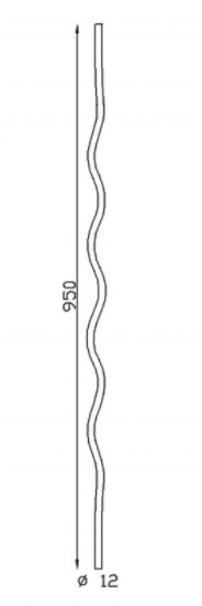 Barreau en fer forgé avec vagues en rond de diamètre 12mm, en fer forgé. Hauteur 950mm. Fixation par soudure. Il trouvera son utilité dans la fabrication d'un garde corps de terrasse ou de balcon ou même une clôture en apportant de la sécurité. Fourni brut, à peindre ou à vernir. Le détail de la torsade apportera de l'élégance à votre fabrication.