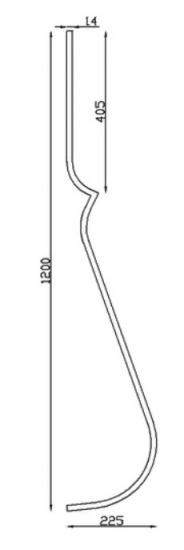 Barreau en fer forgé semi cintré en carré de 14mm, en fer forgé. Hauteur 1200mm Galbe de 225mm, hauteur avant cintre 405mm. Fixation par soudure. Il trouvera son utilité dans la fabrication d'un garde corps de terrasse ou de balcon ou même une clôture en apportant de la sécurité. Fourni brut, à peindre ou à vernir. Le détail du galbe apportera de l'élégance à votre fabrication.