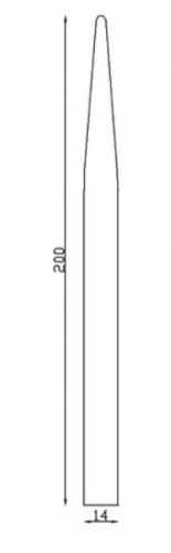 Barreau appointé forgé à chaud pour clôture. Hauteur 200mm section carré lisse plein de 14x14mm Pointe de 65 mm. Différentes hauteurs au choix. Fixation par soudure. Fourni brut, à peindre ou à vernir pour protéger de la corrosion. Au delà de son rôle sécuritaire, il peut être un élément décoratif dans plusieurs réalisations en fer forgé tel que du mobiliers, divers objets décoratifs, des grilles de défense, des rampes d'escaliers, des portails, des kiosques, des gardes corps.