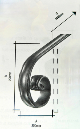 Départ ou arrivée de main courante avec extrémité effilée, en fer forgé. Hauteur 180mm Longueur 400mm largeur 50mm et épaisseur 14mm. Element de finition idéal pour votre rampe d'escalier ou votre garde corps, par exemple, avec une utilisation aussi bien en intérieur qu'en extérieur. Fixation pour soudure. Fournie brut, à peindre ou à vernir avec un produit adapté contre la corrosion. Compatible avec la main courante de référence 180173.