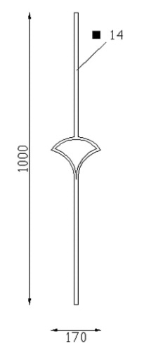 Finition pour panneau triple art déco, en acier. Hauteur 1000mm largeur 170mm, en carré de largeur 14mm. Permet de réaliser des clôtures, des rambardes, des gardes corps, par exemple. Utilisation en intérieur comme en extérieur. Fourni brut, à peindre ou à vernir pour le protéger contre la corrosion. Produit lié <b>au panneau 15724</b>.