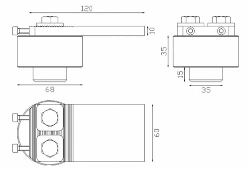 Pivot haut à bille pour portail de diamètre 68mm. Articulé sur un roulement à billes. Platine de longueur 120mm largeur 60mm épaisseur 10mm compatible avec tube ou carré plein. Platine à souder sur tube. Longueur réglable de 90mm à 105mm. Capacité: 650Kg