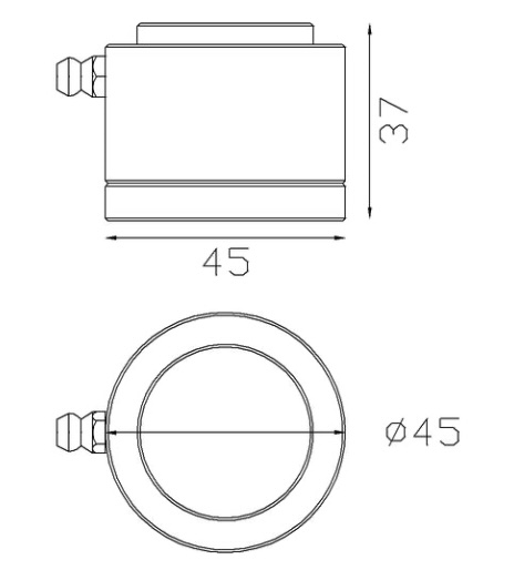 Pivot bas à bille pour portail de diamètre 45mm. Articulé sur roulement à billes conique avec graisseur incorporé. Pour tube ou carré plein de 30x30mm ou 40x40mm. Conseil d'installation: à souder sur une platine pour scellement au sol et à souder sur le portail. Charge 400kg.